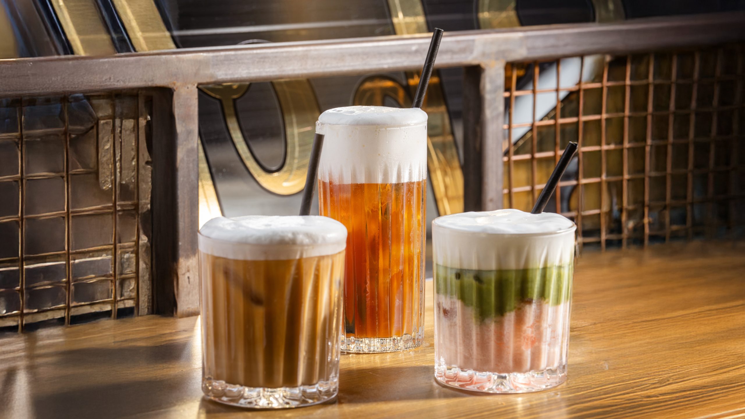 200 Degs Iced Flat White + Cold Bew + Pink Guava Matcha